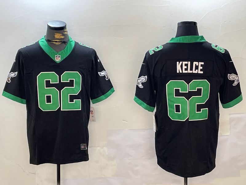 Men Philadelphia Eagles #62 Kelce Black Three generation 2024 Nike Limited NFL Jersey style 1->philadelphia eagles->NFL Jersey